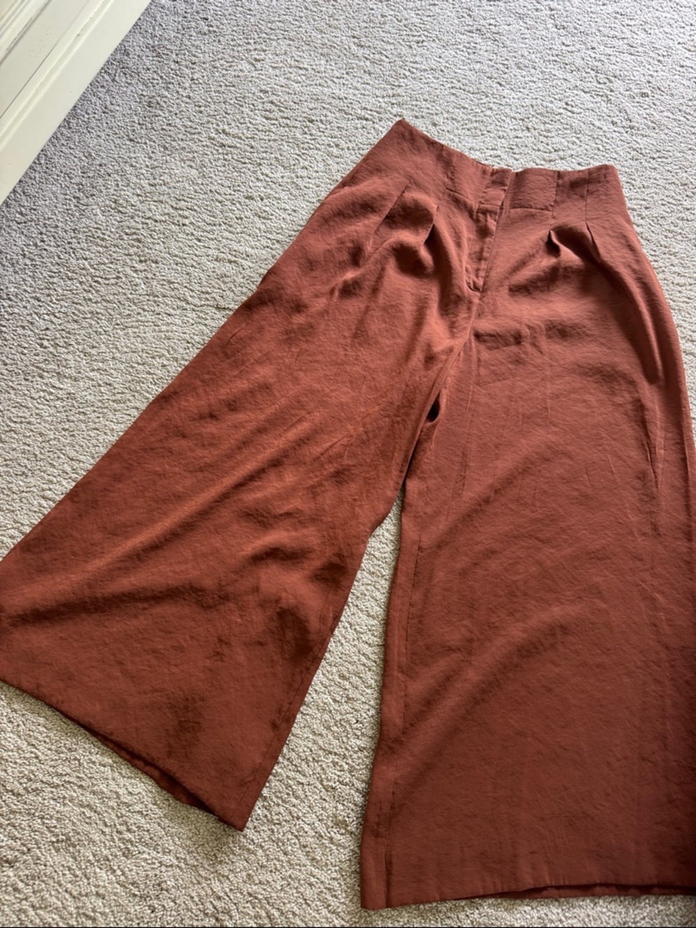 Anthropologie Brick Brown Wide-Leg Trousers